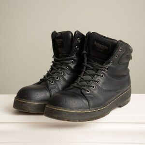 Dr. Doc Martens Black Leather Industrial Steel Toe Work Boot M 9 / W 10.5